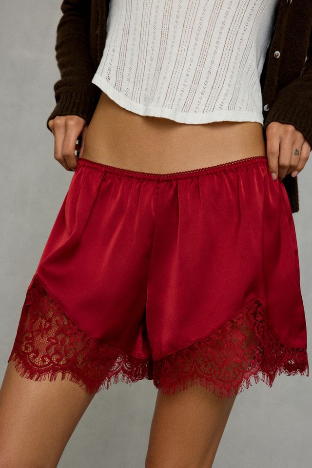 Out From Under Keepsake Satin Lace Trim Mini Shorts #2