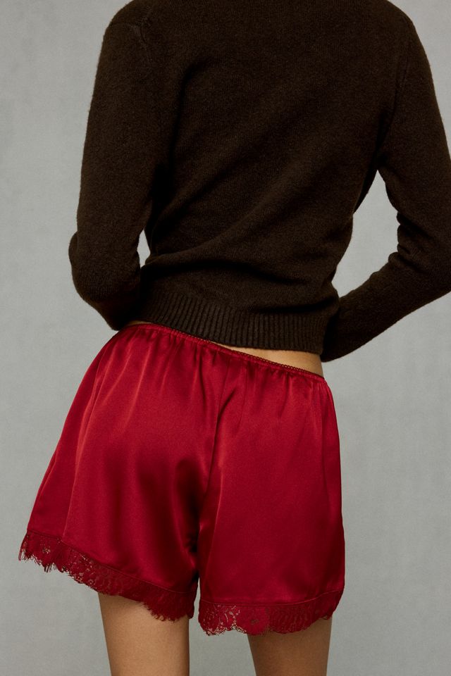 Out From Under Keepsake Satin Lace Trim Mini Shorts #4