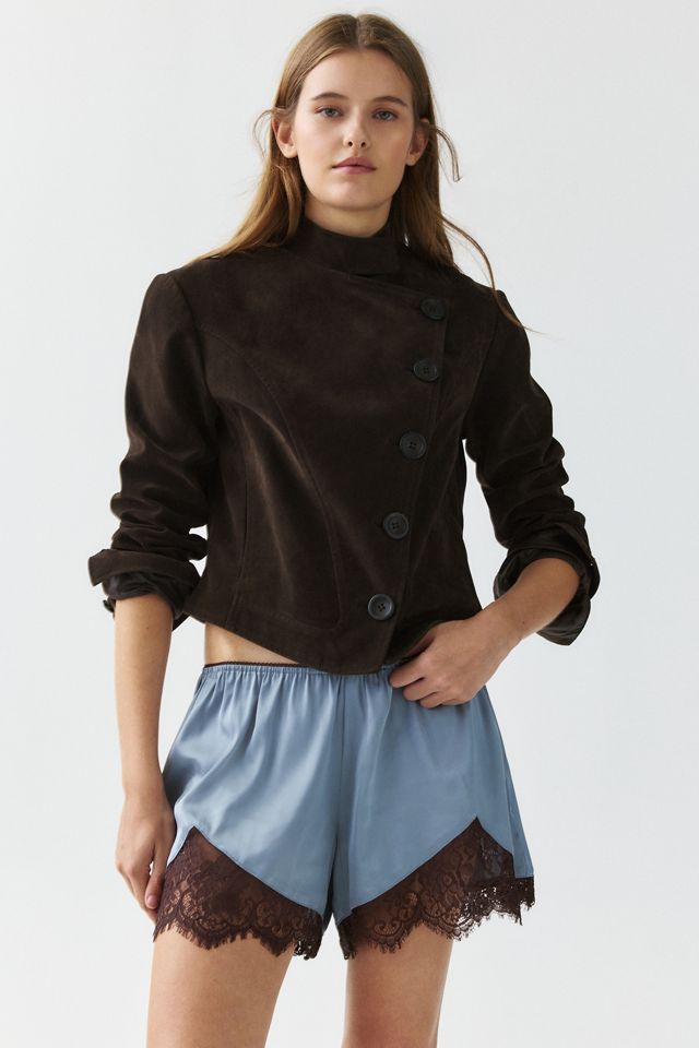 Out From Under Keepsake Satin Lace Trim Mini Shorts #2