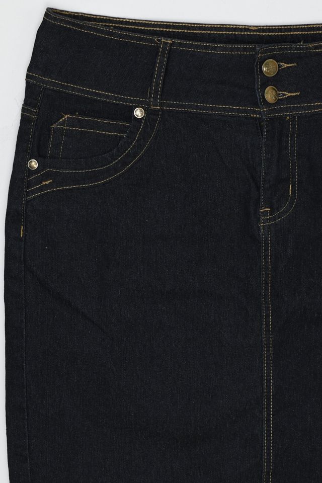 Vintage Y2k Contrast-Stitched Dark Wash Denim Skirt #1