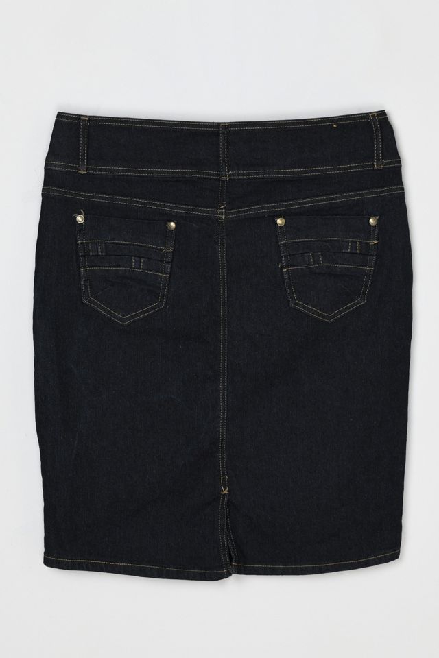 Vintage Y2k Contrast-Stitched Dark Wash Denim Skirt #2