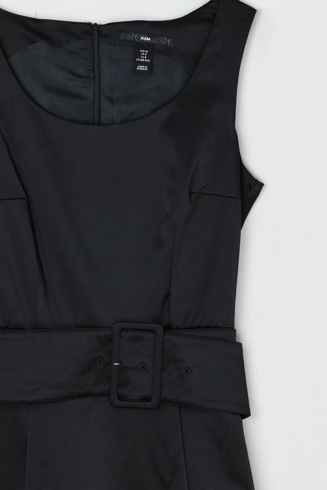 belted mini dress black Boat Neck Belted Mini Dress-Black M main image 0