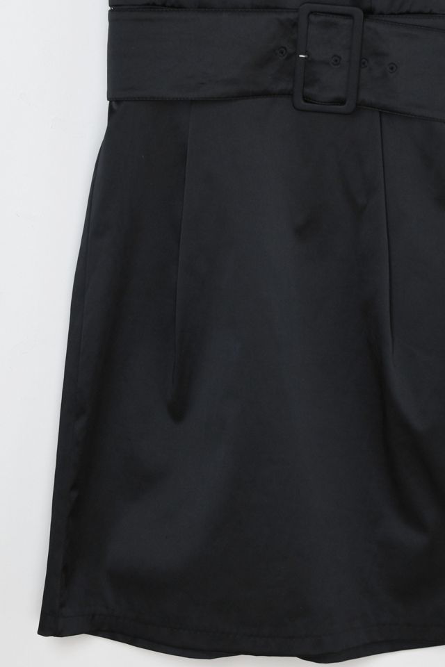 Vintage Y2k Black Satin Belted Mini Dress #2