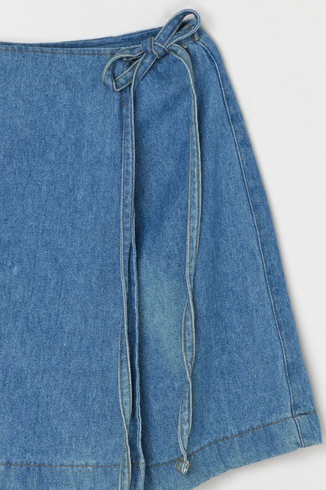 Vintage Y2k Denim Mini Wrap Skort with Tie #1