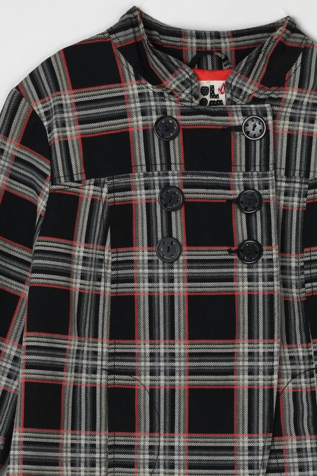 Vintage Y2k Volcom Black Plaid Buttoned Jacket #2