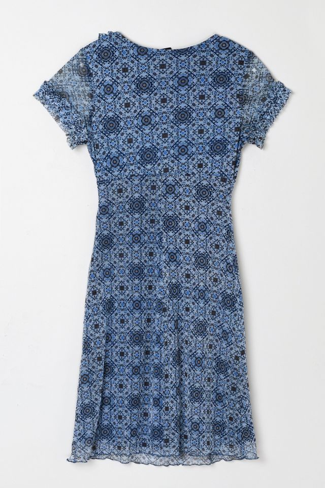 Vintage Y2k Blue Patterned Mini Dress #3