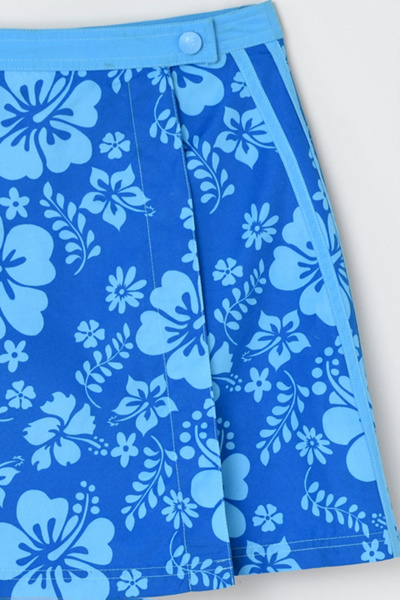 Vintage Y2k Blue Tropical Patterned Wrap Mini Skirt