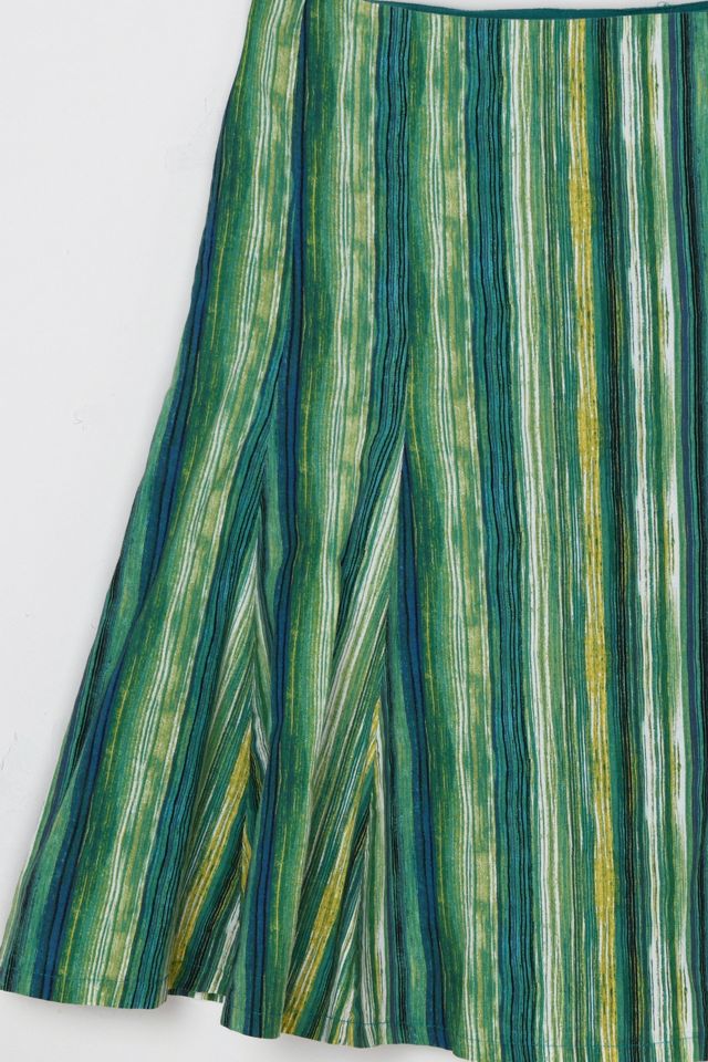 Vintage Y2k Green Striped Mini Skirt #1