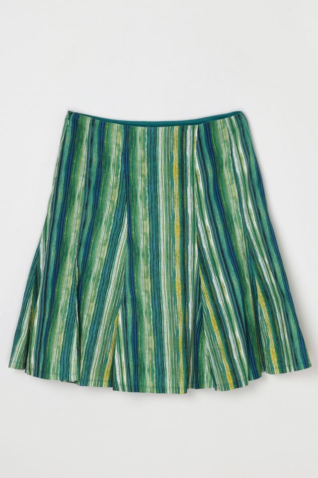 Vintage Y2k Green Striped Mini Skirt #2
