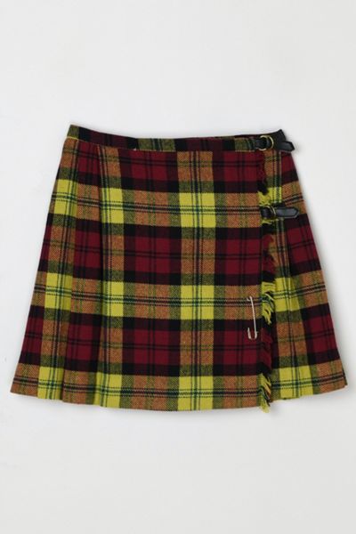Vintage 1960s Plaid Wrap Mini Skirt