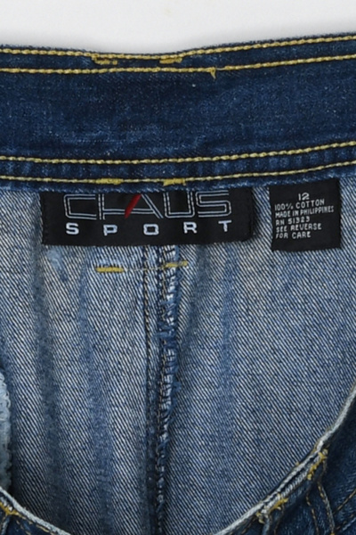 Vintage Y2k Contrast-Stitched Denim Wrap Skirt