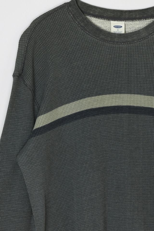 Vintage Y2k Gray Striped Thermal Shirt #1