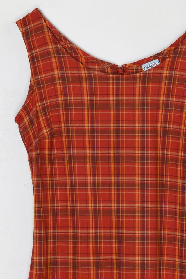 Vintage Y2K Red-Orange Plaid Mini Dress #1