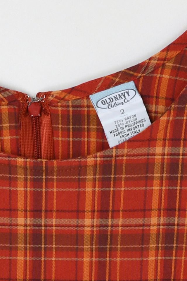 Vintage Y2K Red-Orange Plaid Mini Dress #2