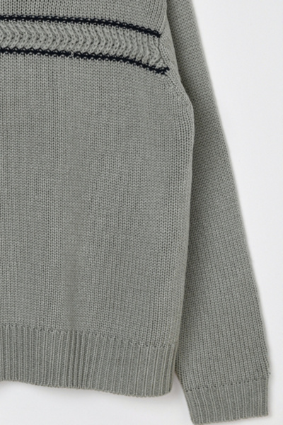 Vintage Y2k Ferruche Striped Knit Gray Sweater
