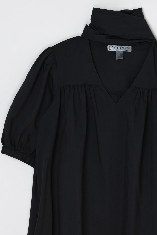 Vintage Y2k Black Ruched Top with Tied Scarf #1