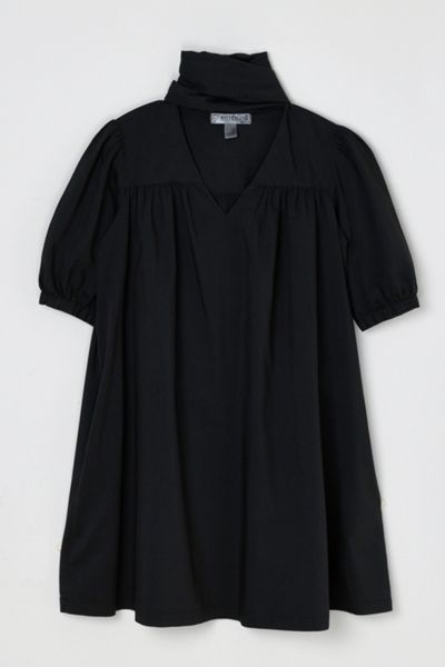 Vintage Y2k Black Ruched Top with Tied Scarf