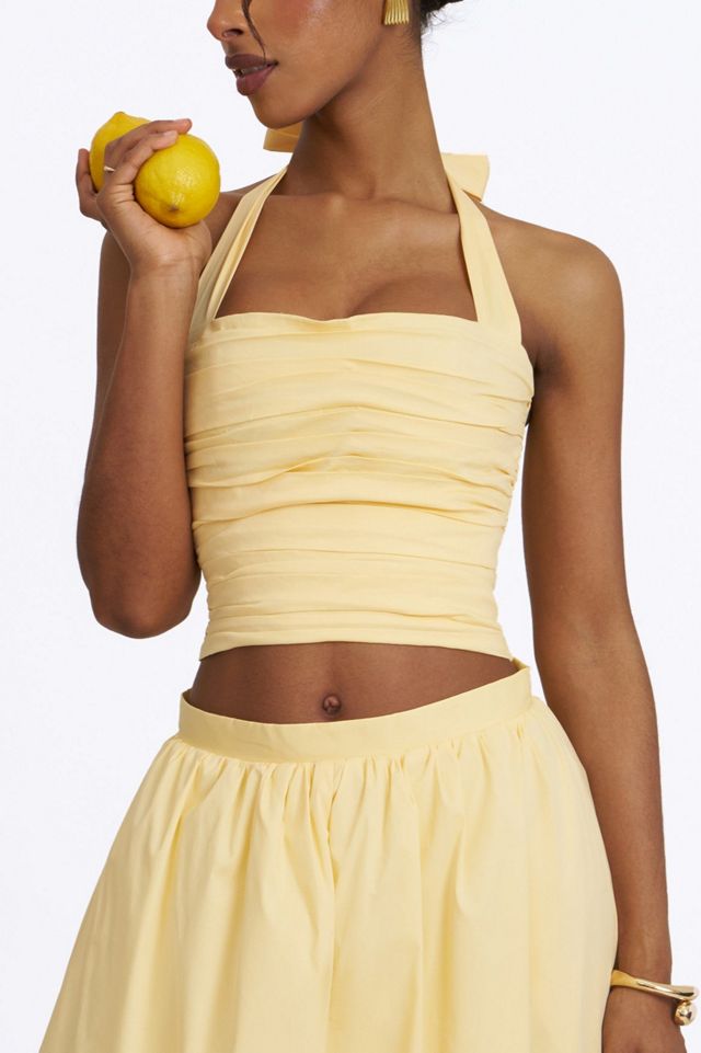 Miss Circle Wilsie Cotton Poplin Ruched Halter Top #1