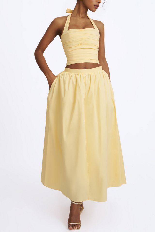 Miss Circle Wilsie Cotton Poplin Ruched Halter Top #2