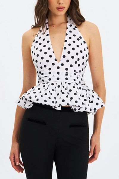 Miss Circle Ilene Cotton Bubble Hem Halter Top