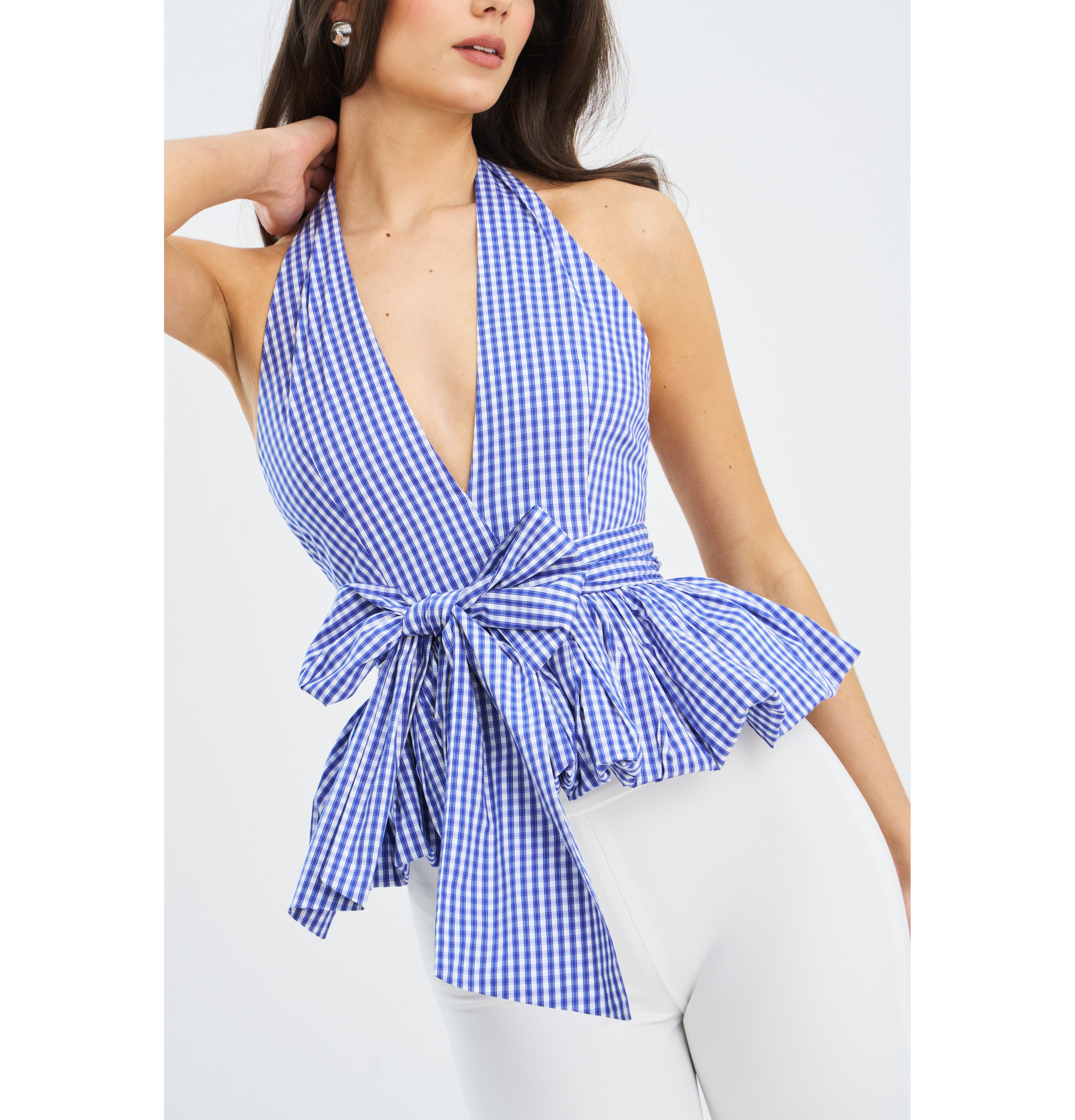 Miss Circle Ilene Cotton Bubble Hem Halter Top