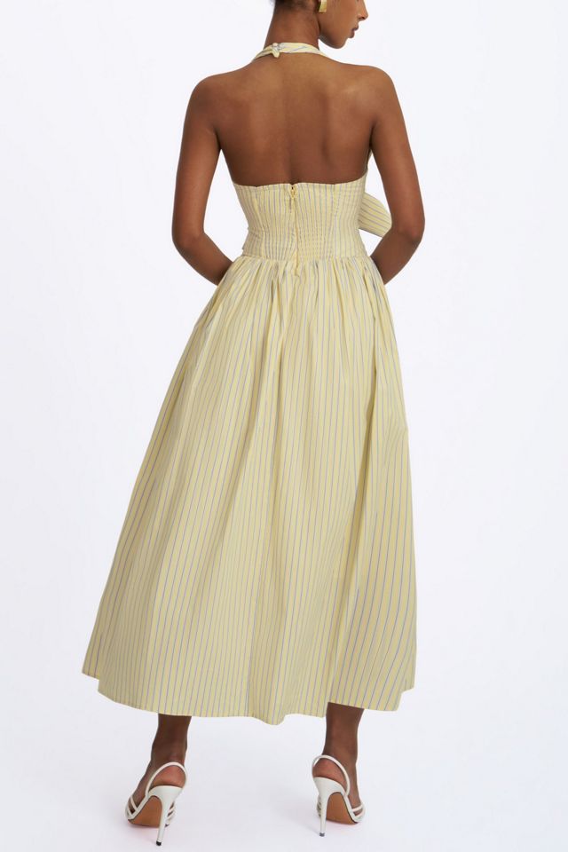 Miss Circle Talise Cotton Poplin Stripe Plunging Halter Maxi Dress | Urban  Outfitters