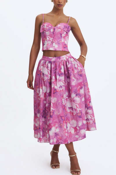 Miss Circle Xalina Linen Low-Rise Midi Skirt
