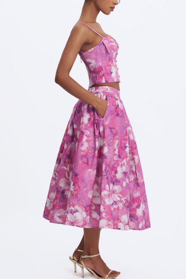 Miss Circle Xalina Linen Low-Rise Midi Skirt #3