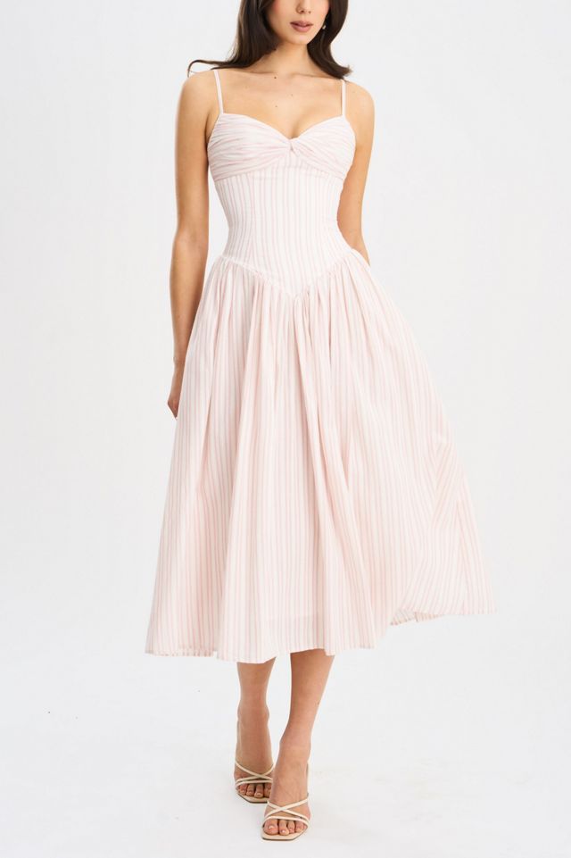 Miss Circle Zania Stripe Cotton Jacquard Midi Dress #1