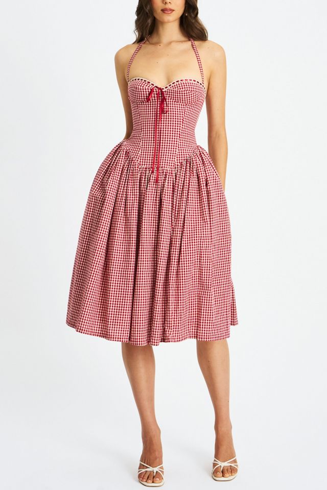 Miss Circle Susanna Cotton Gingham Drop Waist Midi Dress #2