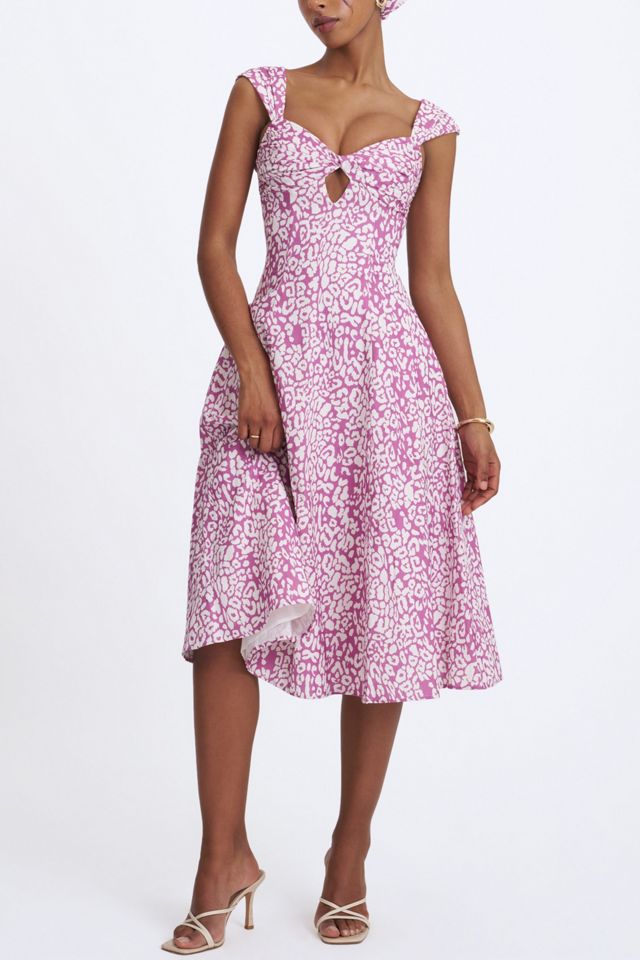 Miss Circle Wynonna Cheetah Linen Keyhole Midi Dress #2