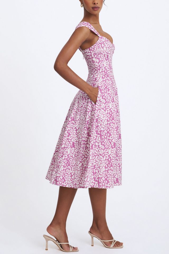 Miss Circle Wynonna Cheetah Linen Keyhole Midi Dress #3