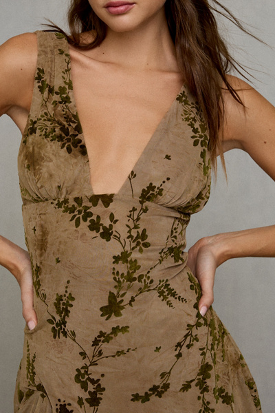 Kimchi Blue Night Bloom Plunging Asymmetric Hanky Hem Mini Dress