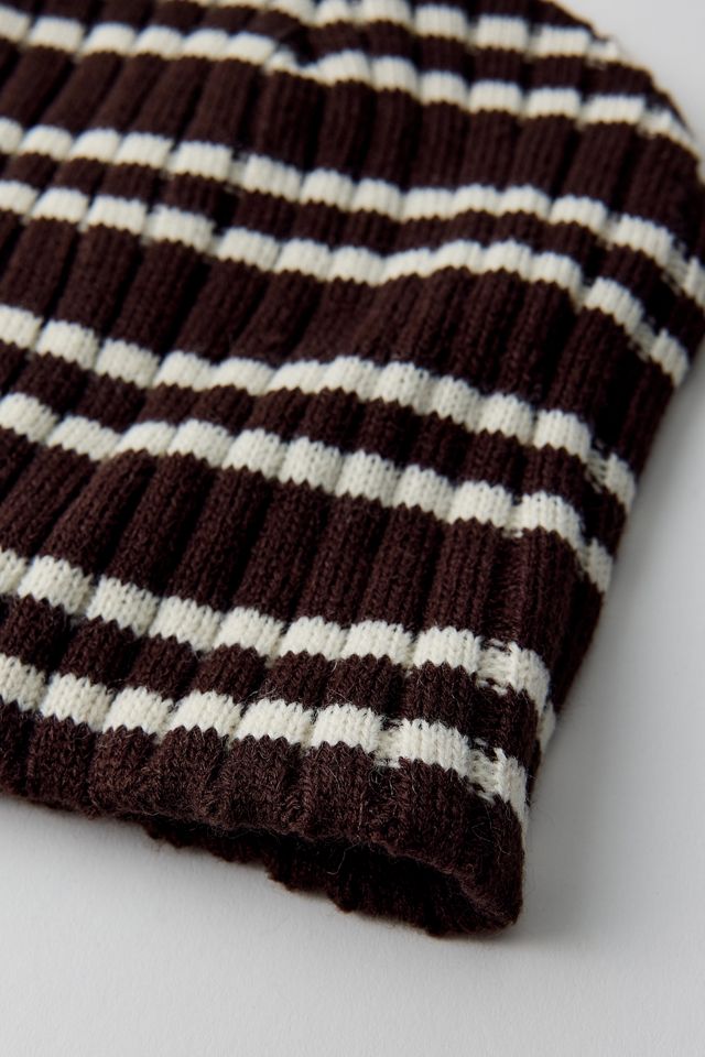 Stripe Pattern Ribbed Skully Beanie #1
