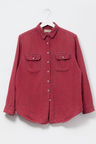 Vintage 1990s L.L. Bean Red & Green Check Button Up Shirt