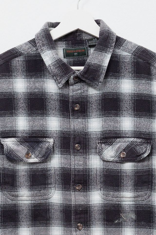 Vintage Y2K Plaid Black & White Heavyweight Cotton Button Up Shirt #1
