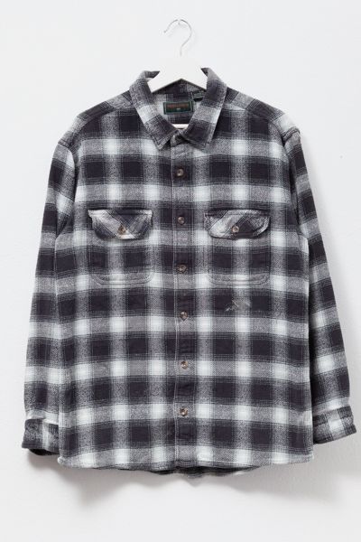 Vintage Y2K Plaid Black & White Heavyweight Cotton Button Up Shirt