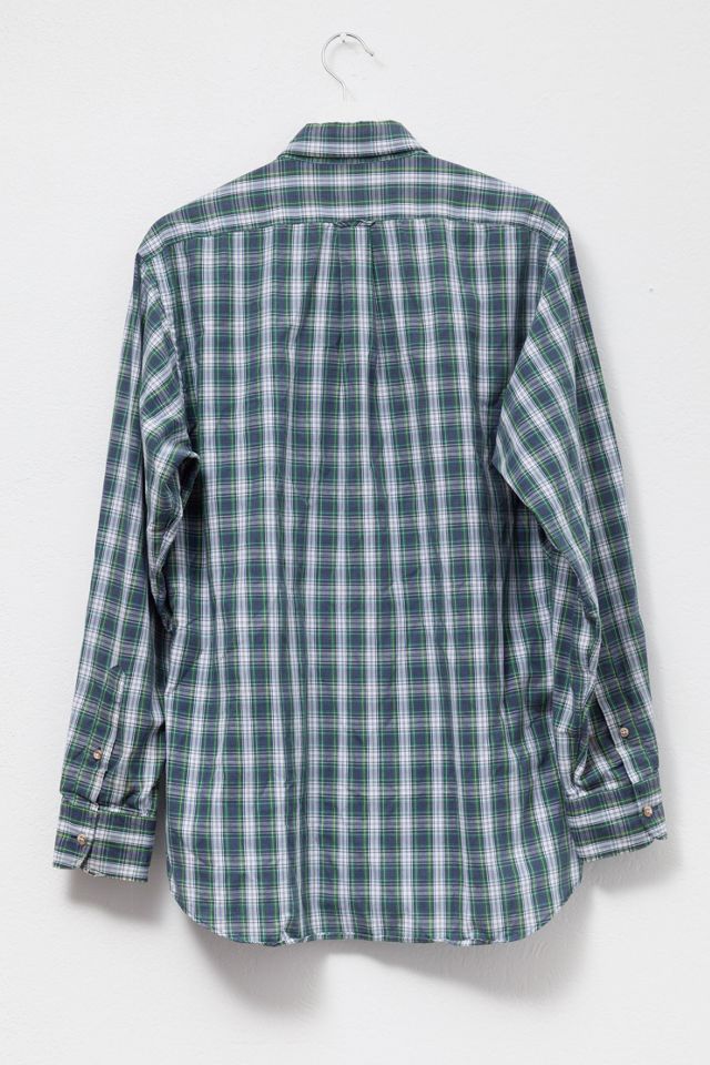 Vintage 1980s Green & Blue Check Light Weight Button Up Shirt #2