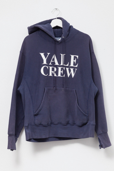 Vintage 1990s Distressed Yale Crew Reverse Weave Hoodie Sweatshirt