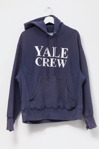 Vintage 1990s Distressed Yale Crew Reverse Weave Hoodie Sweatshirt