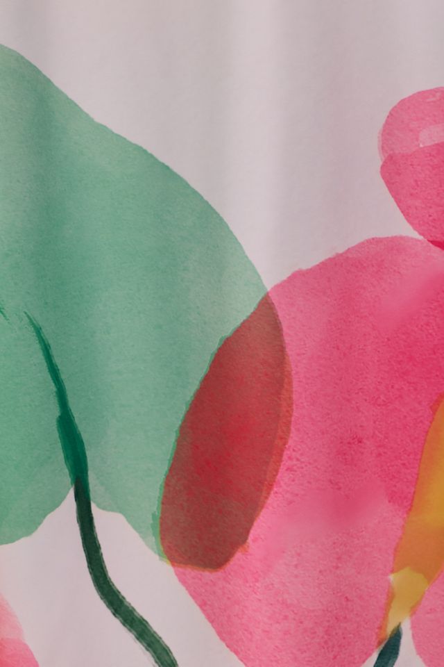Flamingo Flower Printed Shower Curtain #2