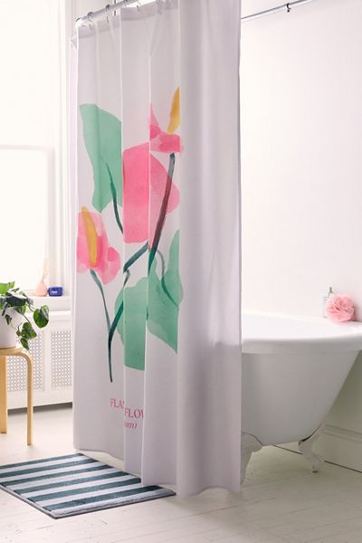Flamingo Flower Printed Shower Curtain