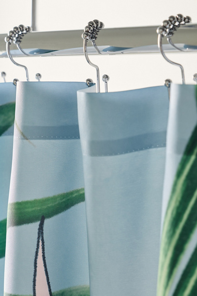 Palm Beach Floral Patterned Shower Curtain