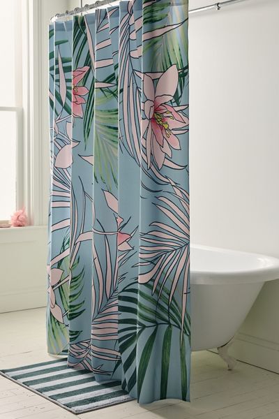 Palm Beach Floral Patterned Shower Curtain