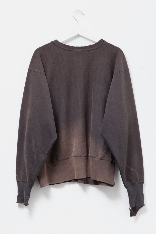 Vintage 1990s Distressed Champion Reverse Weave Black Embroidered Crewneck Sweatshirt #2
