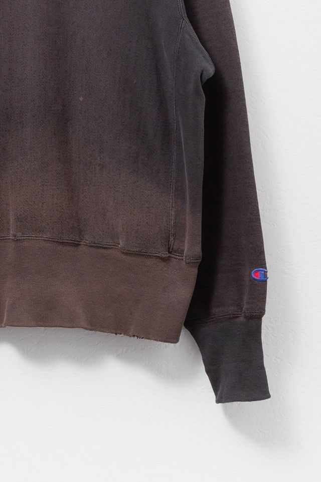 Vintage 1990s Distressed Champion Reverse Weave Black Embroidered Crewneck Sweatshirt #3