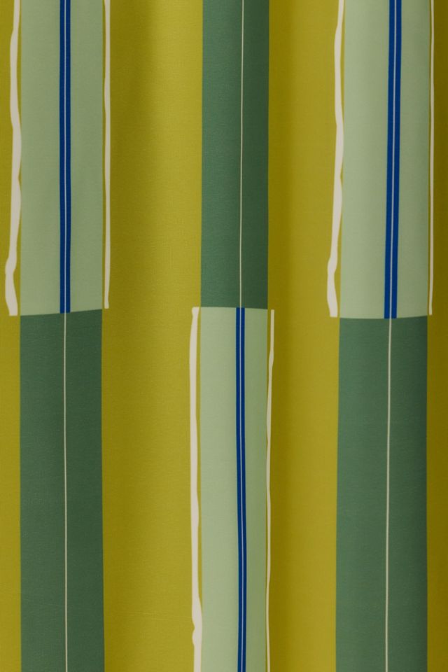 Electric Chartreuse Striped Patterned Shower Curtain #1