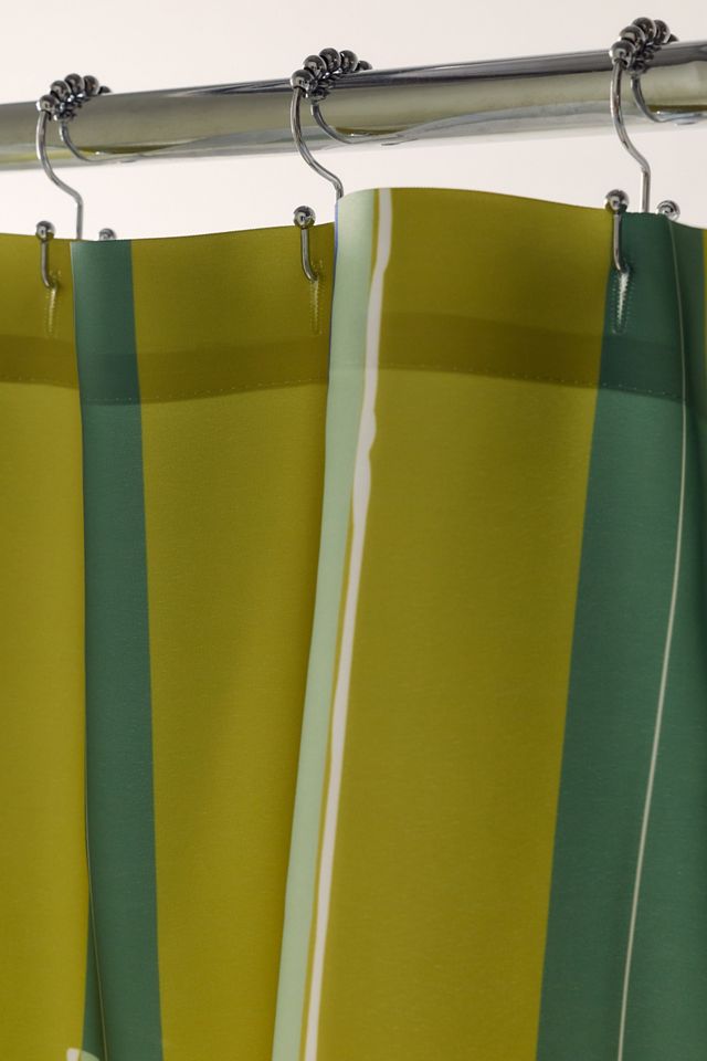 Electric Chartreuse Striped Patterned Shower Curtain #2