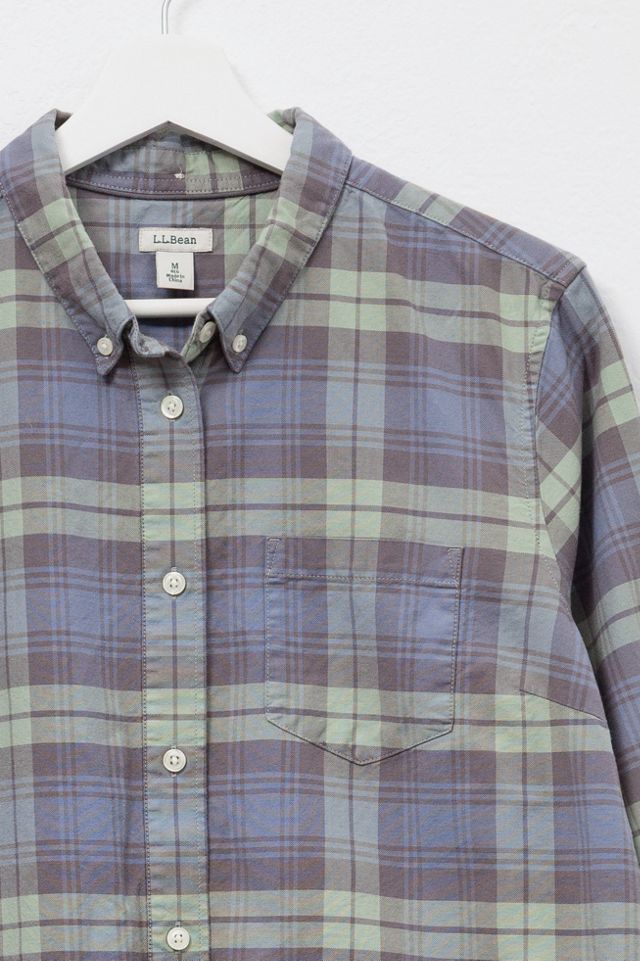 Vintage Y2K L.L. Bean Blue & Green Plaid Cotton Button Up Shirt #1