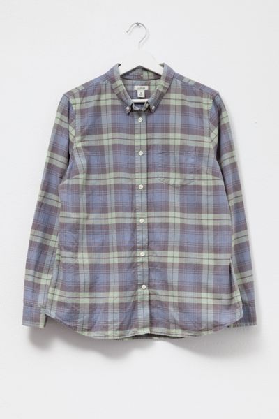 Vintage Y2K L.L. Bean Blue & Green Plaid Cotton Button Up Shirt